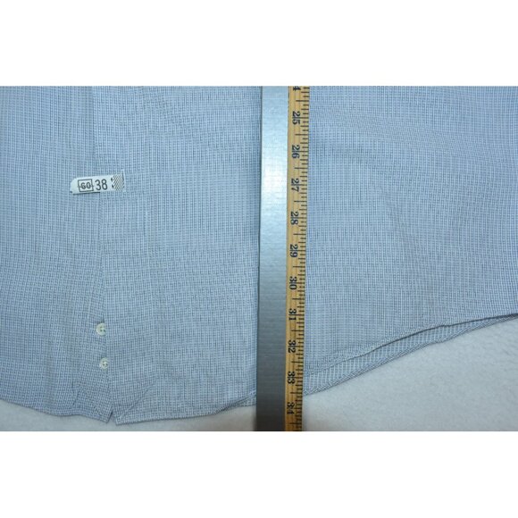 Ermenegildo Zegna Dress Men's Shirt Size 16.5 42 XXL Blue Square Woven Button Up - Picture 9 of 12